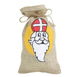 Jute zak met Sinterklaas opdruk 15 x 25 cm
